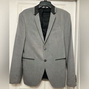 ZARA Light Gray Blazer | Suit Jacket | With Black Trim